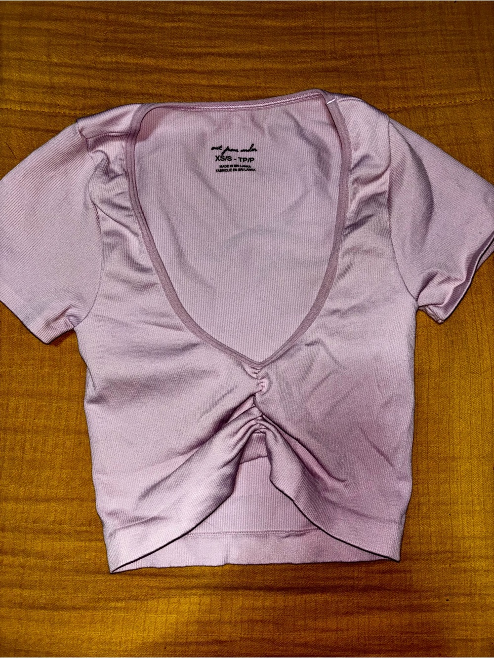 Urban Outfitters Light Pink Ruched Scoop Crop Top